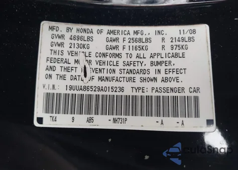 2009 Acura Tl 3.5 z USA, uszkodzony, nr VIN 19UUA86529A015236